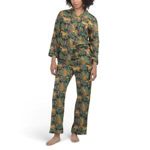 MAHOGANY Black Multi 2pc Cotton Cheetah Pajama Set